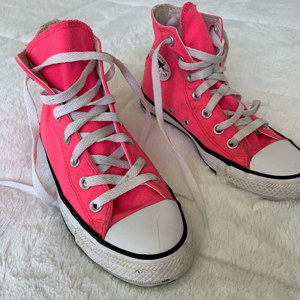 Neon pink chuck Taylor’s